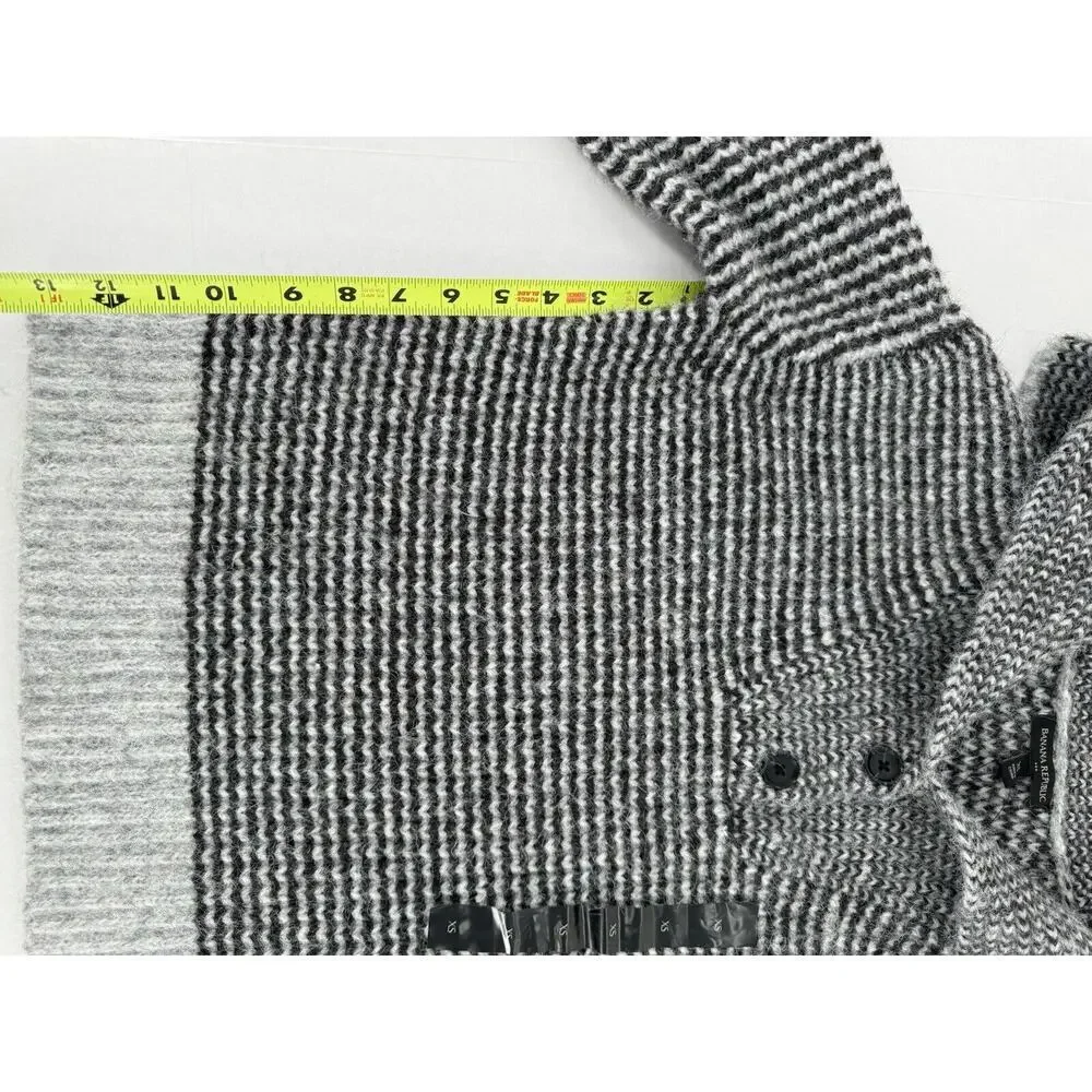Banana Republic Sweater Sz XS Johnny Collar Wool Striped Preppy Old Money​ - Picture 11 of 14
